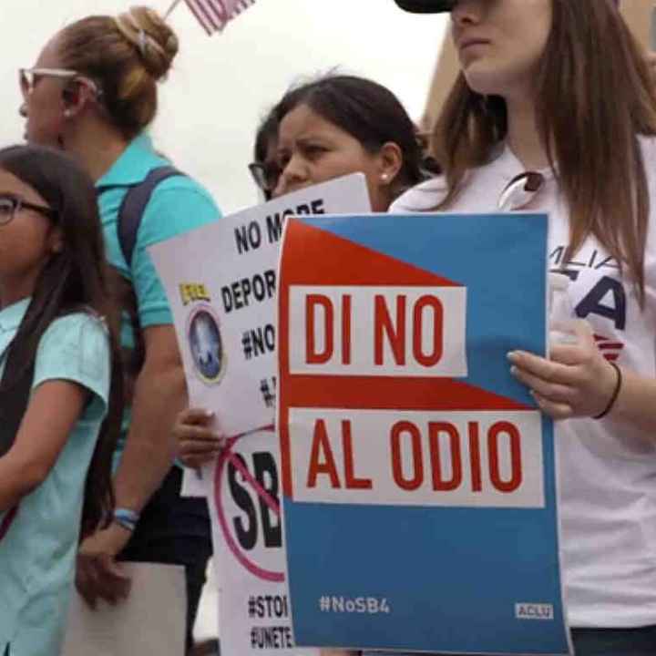 ACLU sign at SB4 protest