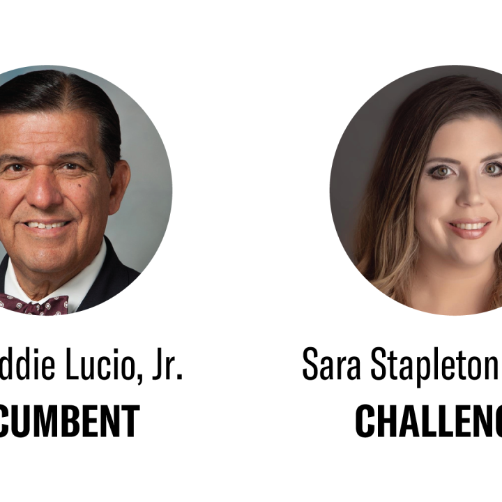 SD 27 primary runoff candidates 2020 Image: Cropped photos of the candidates running for TX Senate District 27, including: Hon. Eddie Lucio Jr. and Sara Stapleton Barrera.