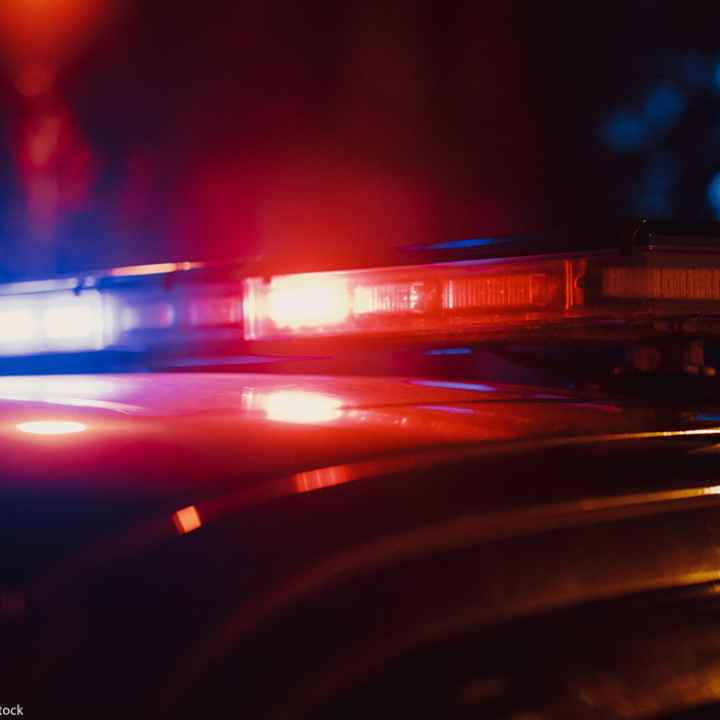 Close-up shot of police car siren lights.