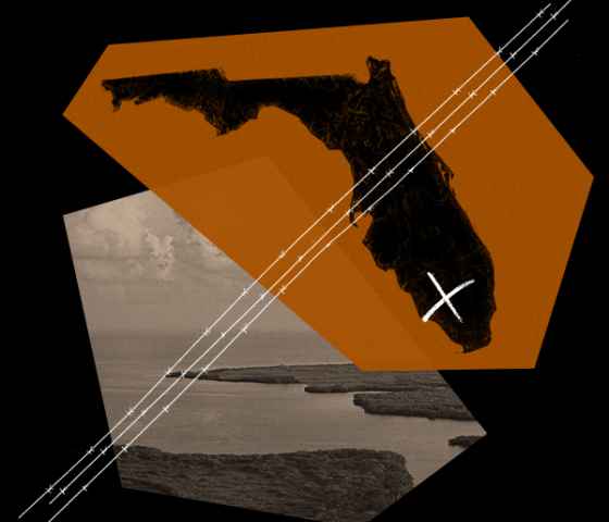 A graphic depicting the state of Florida and a barbed wire fence.