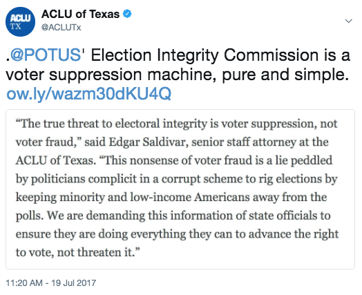 Voting commission tweet